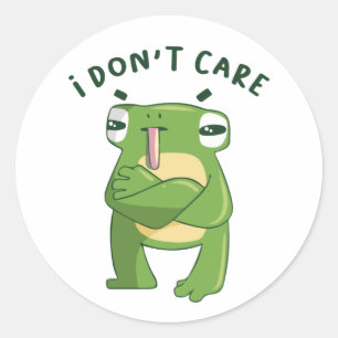 Funny frog doesn't care classic round sticker