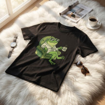 Funny Frog Drinking Coffee Cute Cartoon Design