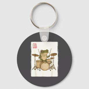 Funny Frog Drum Rock Music Kawaii Japanese  Key Ring
