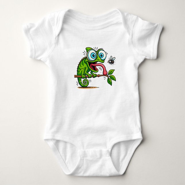 Funny Frog Eating Doughnut Baby Bodysuit - Cute  (Front)