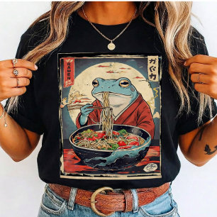 Funny Frog Eating Noodles Japanese Ramen T-Shirt