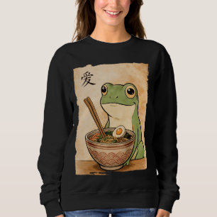 Funny Frog Eating Ramen Japanese Kawaii Anime Vint Sweatshirt