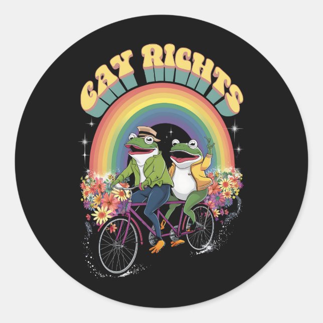 Funny Frog Gay Rights LGBT Rainbow Pride Month  Classic Round Sticker (Front)