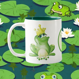 Funny frog kisses add text Two-Tone coffee mug