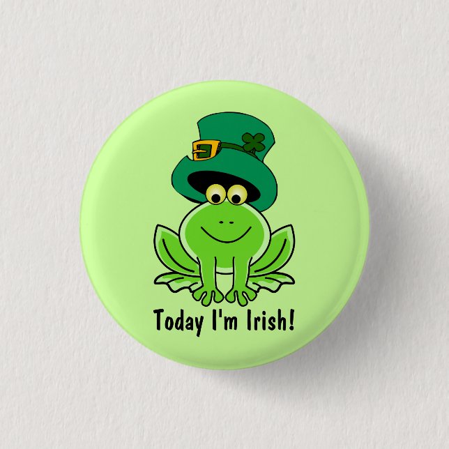 Funny Frog Leprechaun with Top Hat I'm Irish 3 Cm Round Badge (Front)