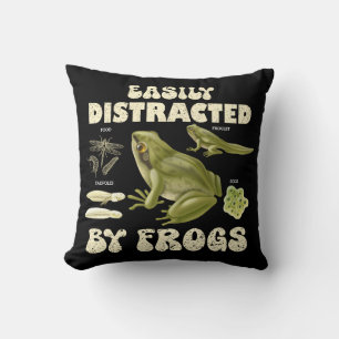 Funny Frog Lover Easily Distracted By Frogs Cushion