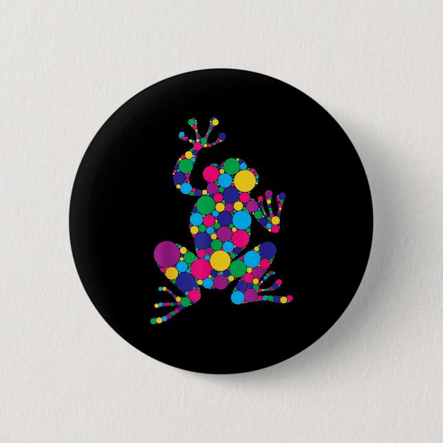 Funny Frog Lovers Polka Dot Art Student Happy Dot  6 Cm Round Badge (Front)