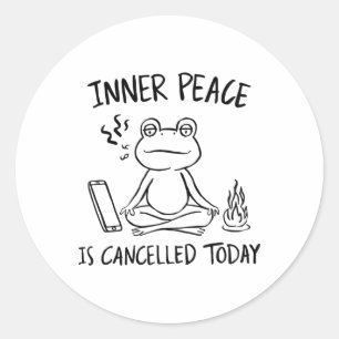 Funny Frog Meditation Yoga Meme Naive Art Inner Pe Classic Round Sticker