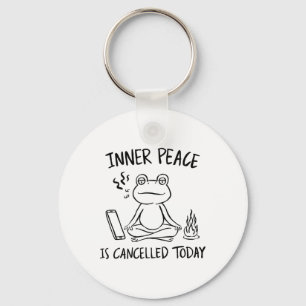 Funny Frog Meditation Yoga Meme Naive Art Inner Pe Key Ring
