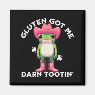 Funny Frog Meme Gluten Got Me Darn Tootin' Gluten Magnet