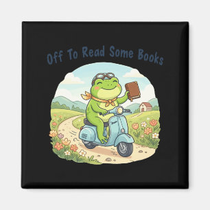 Funny frog meme off to read some books lovers magnet