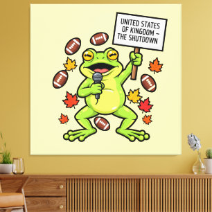 Funny Frog Meme Satire – United States of Kingdom  Canvas Print