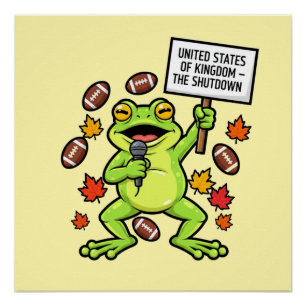 Funny Frog Meme Satire – United States of Kingdom Poster