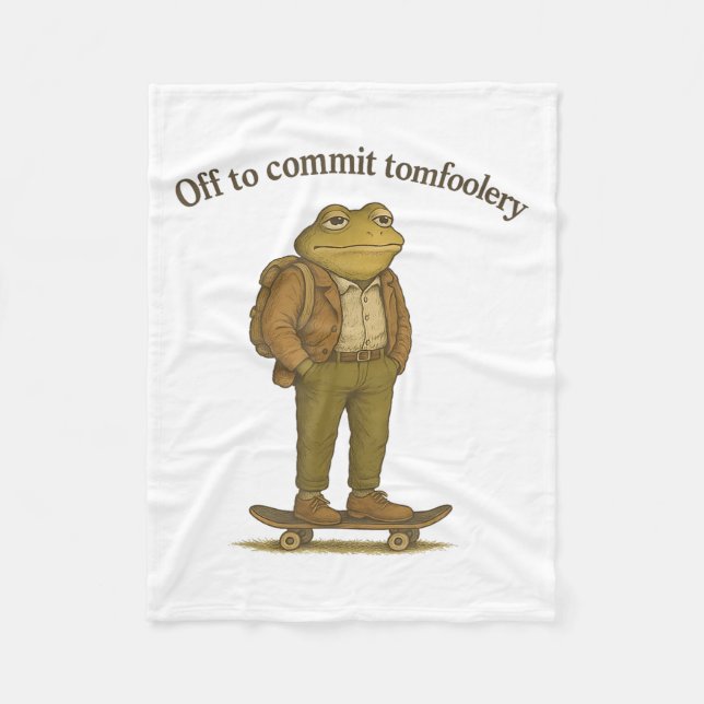 Funny Frog Meme Silly Dark Humour Off To Commit To Fleece Blanket (Front)