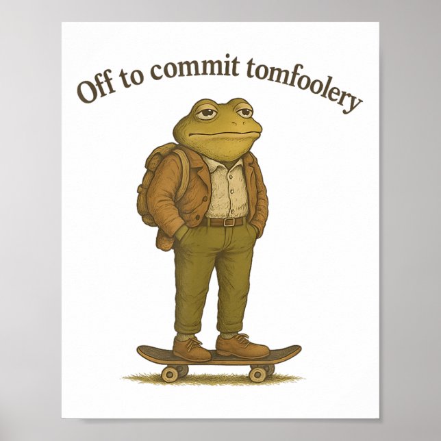 Funny Frog Meme Silly Dark Humour Off To Commit To Poster (Front)