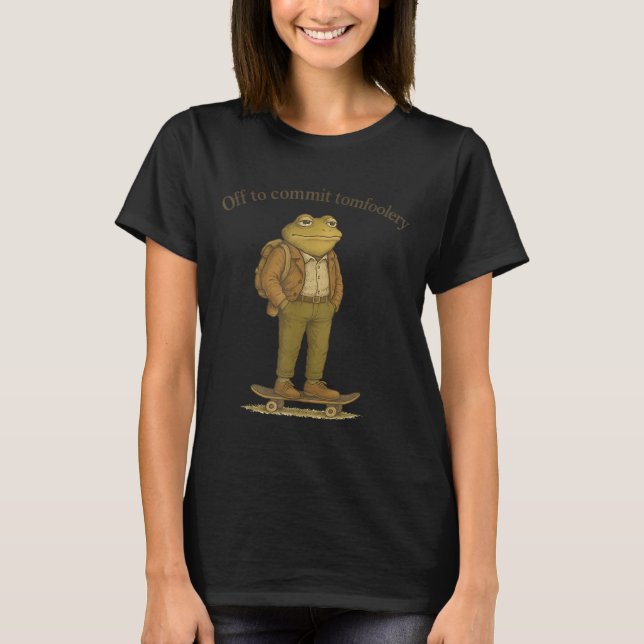 Funny Frog Meme Silly Dark Humour Off To Commit To T-Shirt (Front)