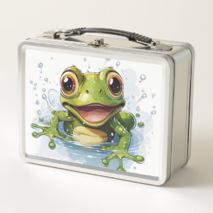 Funny frog metal lunch box