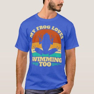 Funny Frog My Frog Loves Swimming Too Retro Vintag T-Shirt