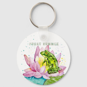 Funny frog on a lotus key ring