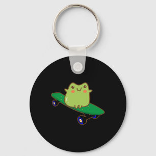 Funny Frog On Skateboard Aesthetic Cute Kawaii Ska Key Ring