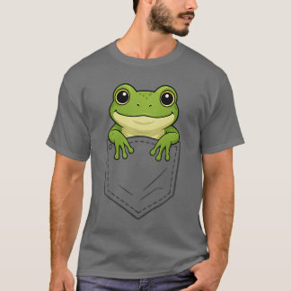 Funny Frog Peeking in Pocket Animal Lover Men Wome T-Shirt