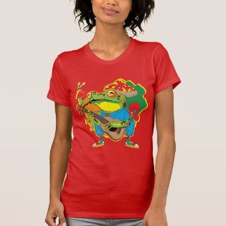 Funny Frog Playing Banjo On  Mushrooms T-Shirt