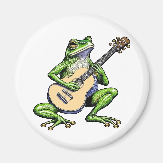 Funny Frog Playing Guitar Magnet (Front)