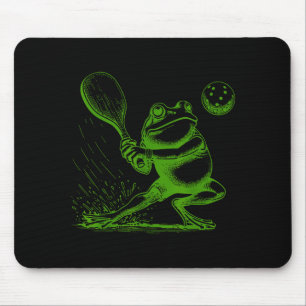 Funny frog playing pickleball paddleball sports mouse pad