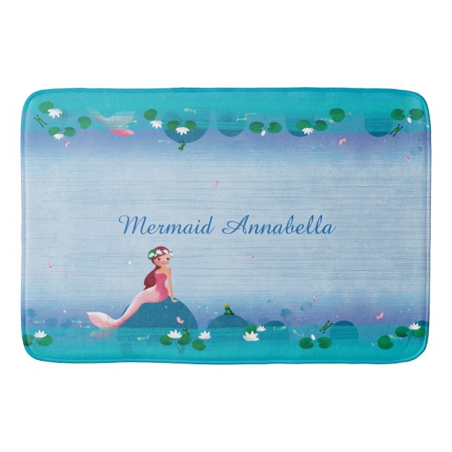 Funny Frog Prince and the Sweet Little Mermaid Bath Mat (Front)