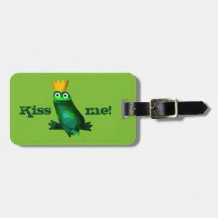 Funny Frog Prince "Kiss me!" Luggage Tag