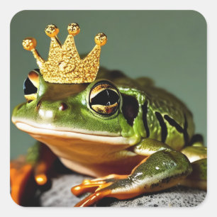 Funny Frog Prince Square Sticker
