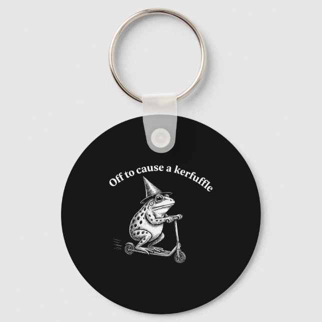 Funny frog quote mischief humor whimsical scooter key ring (Front)