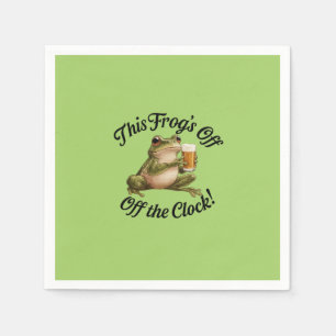 Funny Frog Retirement Party Green Design Napkin