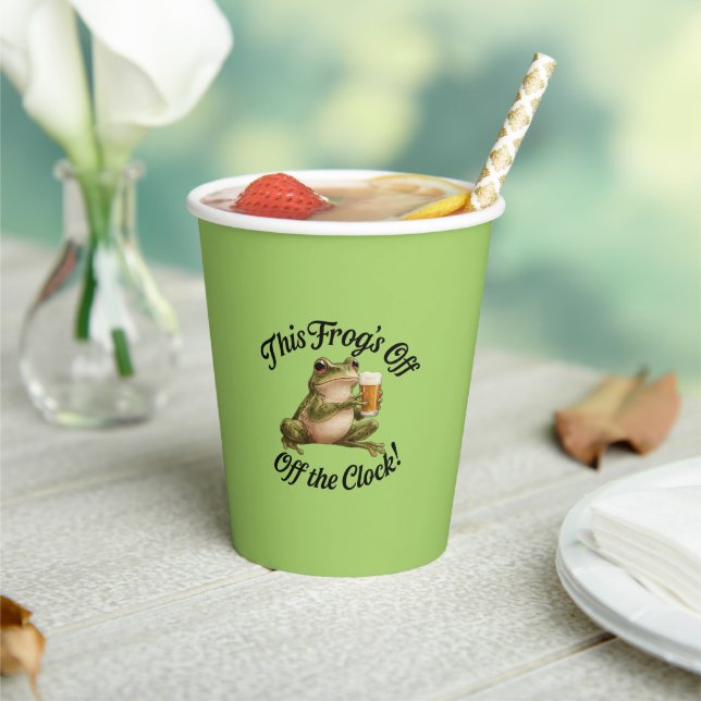 Funny Frog Retirement Party Green Design Paper Cups (Insitu)