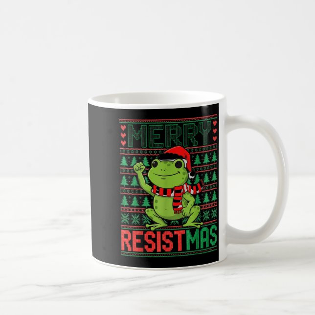 Funny Frog Retro Merry Resistmas Litical Ugly Chri Coffee Mug (Right)