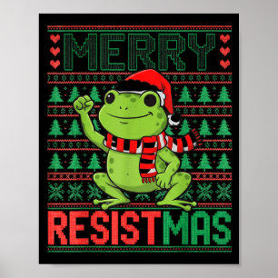 Funny Frog Retro Merry Resistmas Litical Ugly Chri Poster