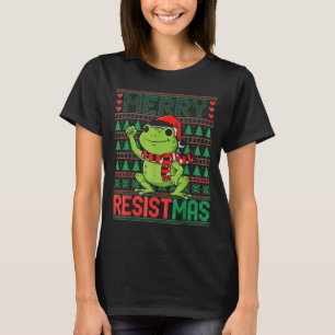 Funny Frog Retro Merry Resistmas Litical Ugly Chri T-Shirt