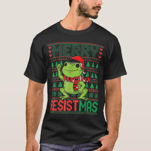 Funny Frog Retro Merry Resistmas Litical Ugly Chri T-Shirt