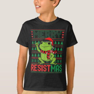 Funny Frog Retro Merry Resistmas Litical Ugly Chri T-Shirt