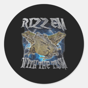 Funny Frog Rizz Em With The Tism Frog Meme Autism  Classic Round Sticker