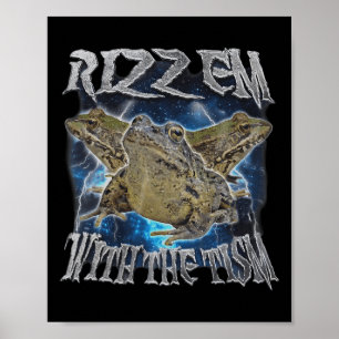 Funny Frog Rizz Em With The Tism Frog Meme Autism  Poster