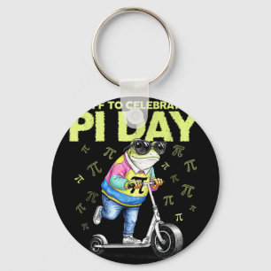 Funny frog scooter off to celebrate day men women key ring