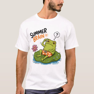 Funny Frog Summer Brain Silly Frog Cartoon T-Shirt