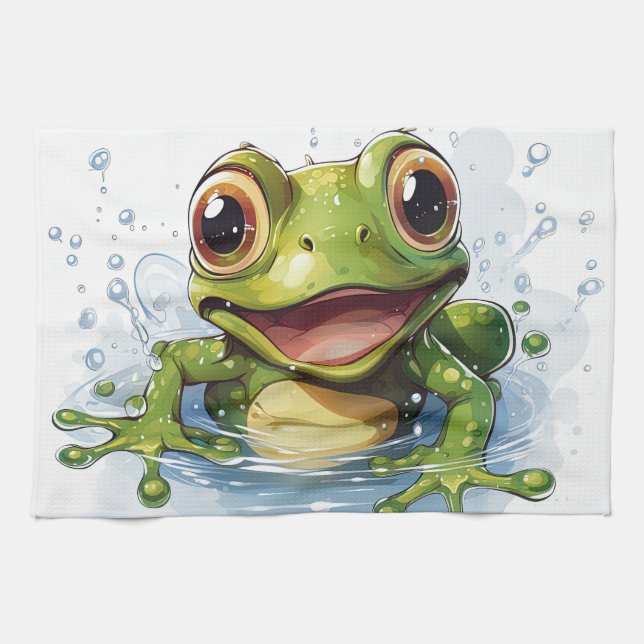 Funny frog tea towel (Horizontal)