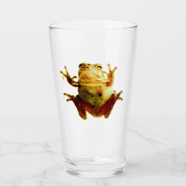 Funny Frog Toad Green Glass Cup (Front)