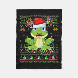 Funny Frog Ugly Christmas Sweaters Holiday Santa C Fleece Blanket