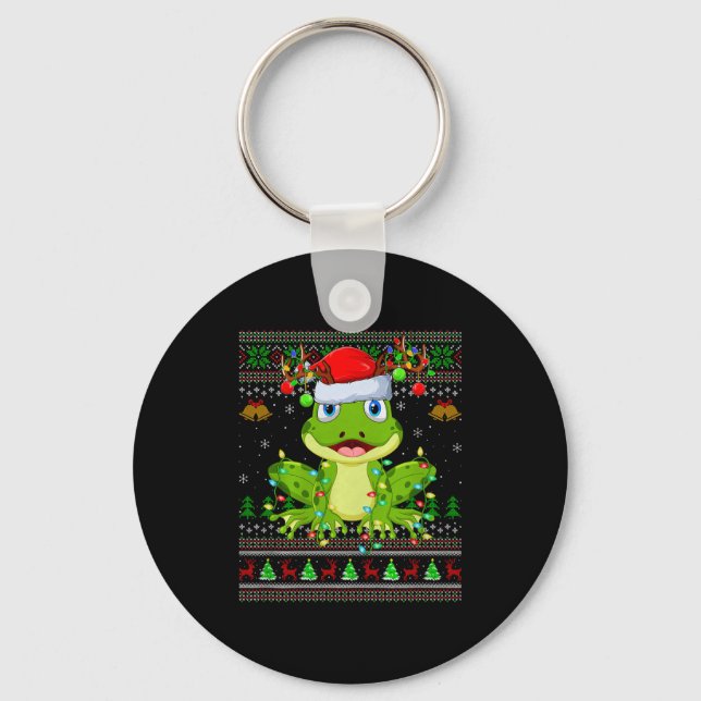 Funny Frog Ugly Christmas Sweaters Holiday Santa C Key Ring (Front)