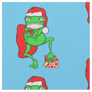Funny Frog Wearing A  Red Santa Claus Hat Fabric