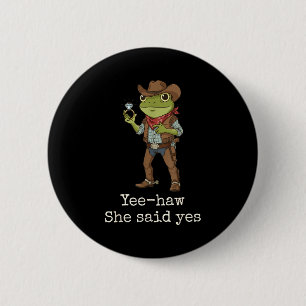 Funny Frog Western Engagement Matching Couples Tee 6 Cm Round Badge