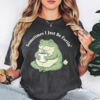 Funny Frog With Coffee Saying I Just Be Fartin'